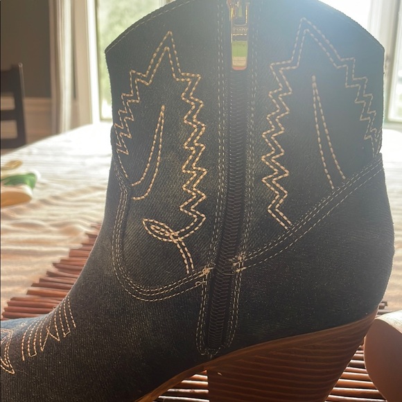 Women's denim Western Ankle Boots - Picture 5 of 6